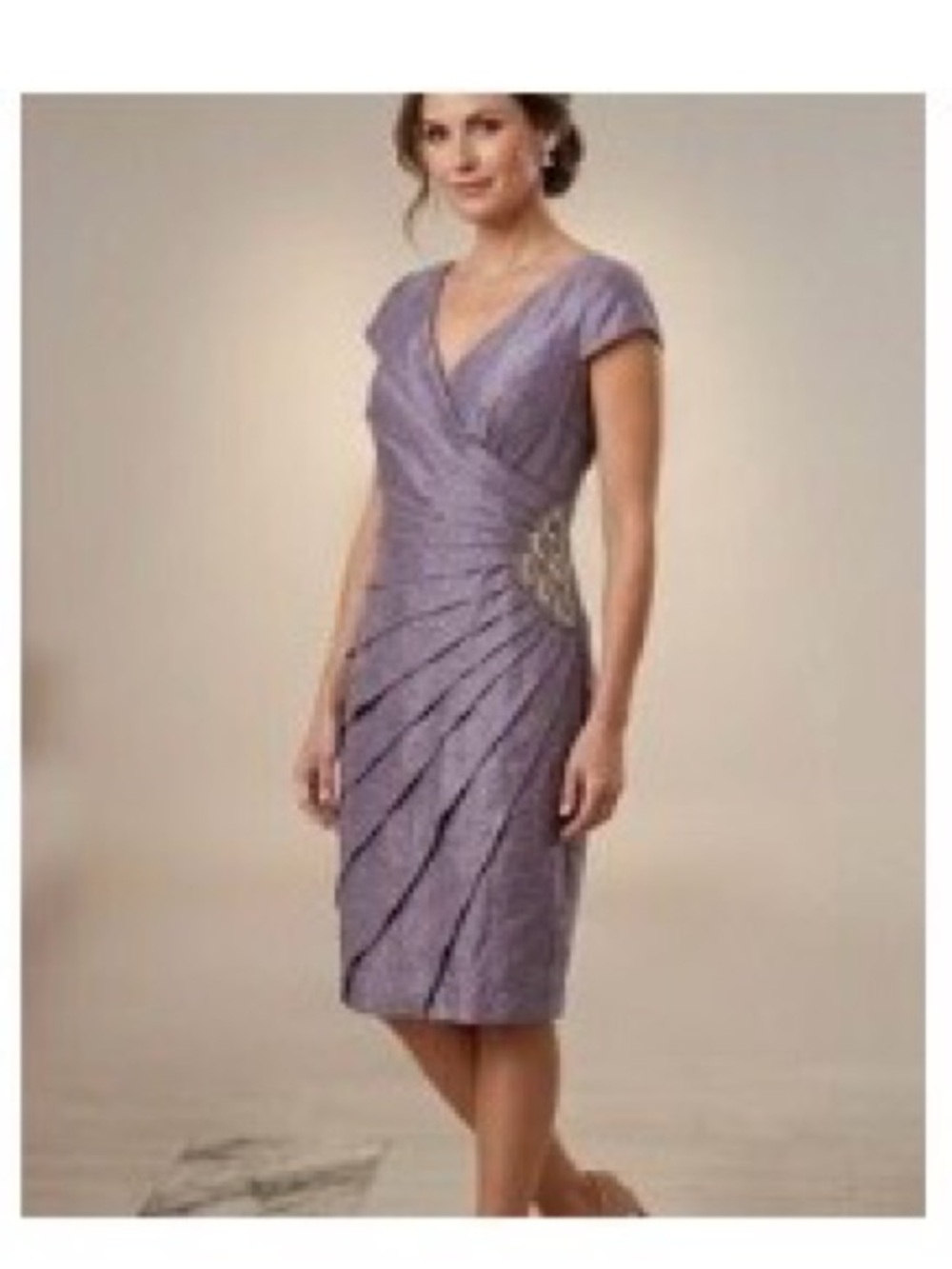 LONDON TIMES Purple
Embellished Shutter Pleat Dress